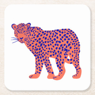 Bright Leopard Rechteckiger Pappuntersetzer