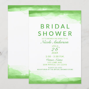 Bright Lime Green Watercolor Chic Brautparty Einladung