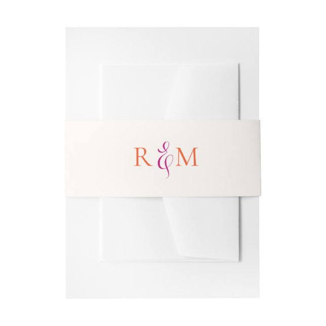 Bright Magenta Orange Simple Monogram Wedding Einladungsbanderole (Vorderseite Beispiel)