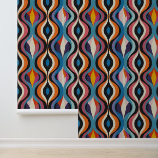 Bright Maximalist Ogee Pattern Tapete