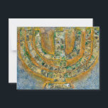 Bright Menorah Postkarte<br><div class="desc">Das Original für diese Menorah ist ein gemischtes Bild,  das mit Acrylfarbe,  Modelliermasse und Papier des jüdischen Künstlers Meredith Gould erstellt wurde.</div>