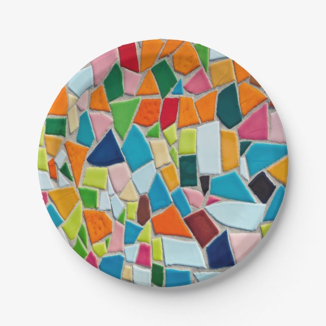 Bright Mosaic Tiles Pappteller (Vorderseite)