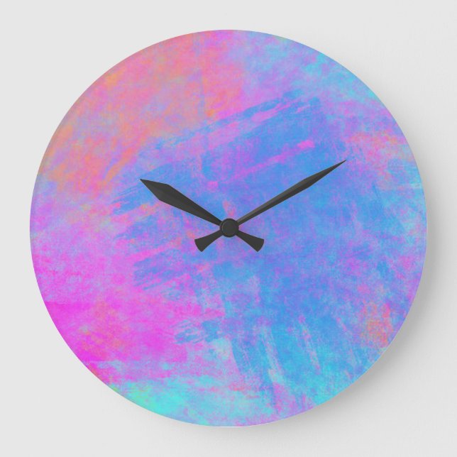 Bright Multicolor Splashes Große Wanduhr (Vorderseite)