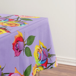 Bright Multicolored Roses In Rainbow Shades Tischdecke