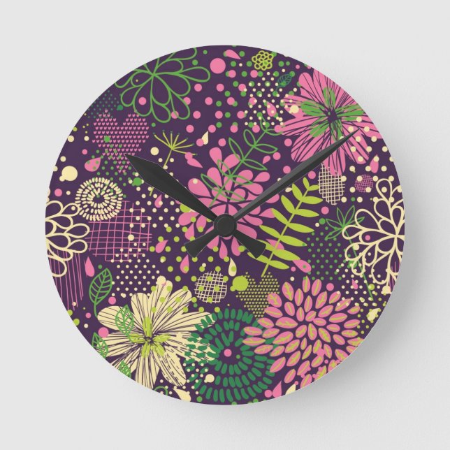 Bright Muster Runde Wanduhr (Vorderseite)