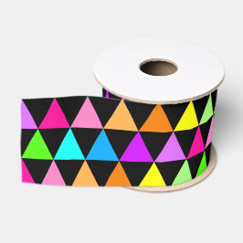 Bright Neon 80s Colors Triangles Grosgrain Ribbon Ripsband