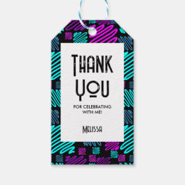 Bright Neon Geometric Pattern Schwarz Vielen Dank Geschenkanhänger
