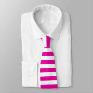 Bright Neon Hot Pink et White Strike Cravate
