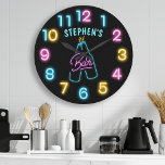 Bright Neon Personalisiert Ber Bar Große Wanduhr<br><div class="desc">Helle Neon Personalisiert Beer Bar Large Clock</div>