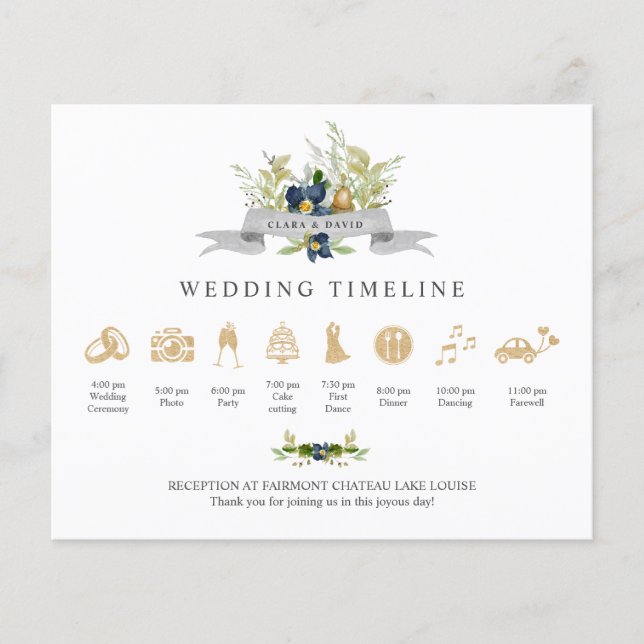 Bright Oak | Gold Wedding Timeline und Programm V2 (Vorderseite)