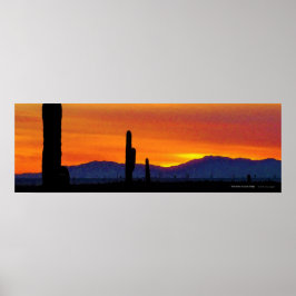 Bright Orange Arizona Wüste Sunset Saguaro Cacti Poster