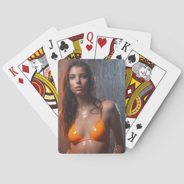 Bright Orange Bikini Modell Spielkarten (Rückseite)