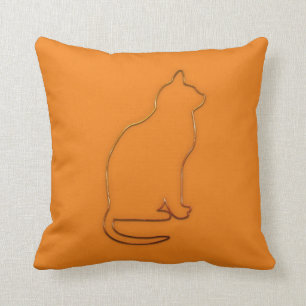 Bright Orange Black Cat Pillow Kissen