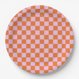 Bright Orange Checked Pappteller