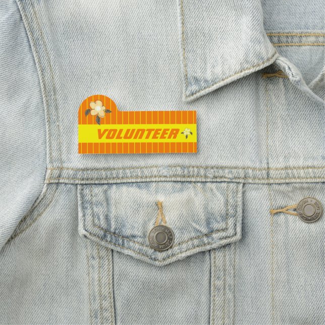 Bright Orange Easy Read Volunteer Namensschild (Beispiel)