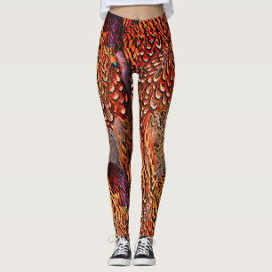 Bright Orange Feather Leggings