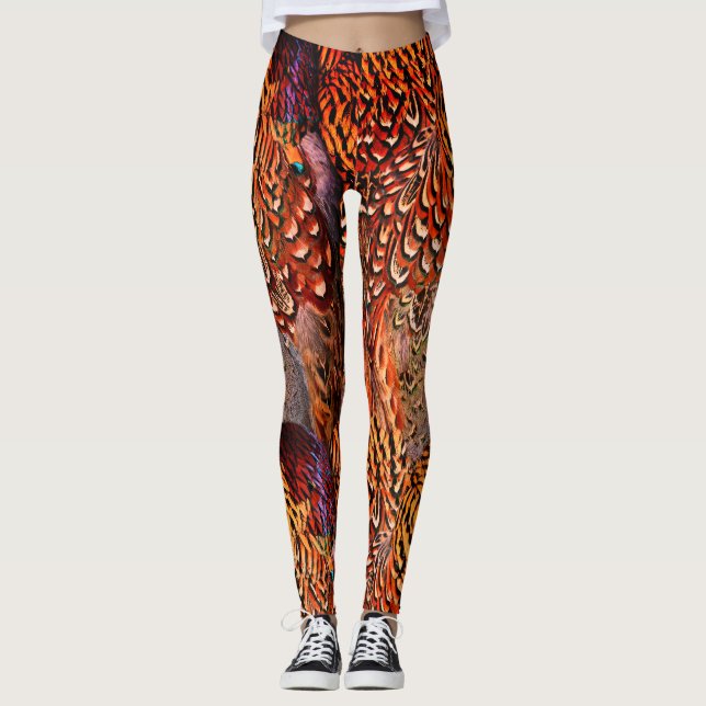 Bright Orange Feather Leggings (Vorderseite)