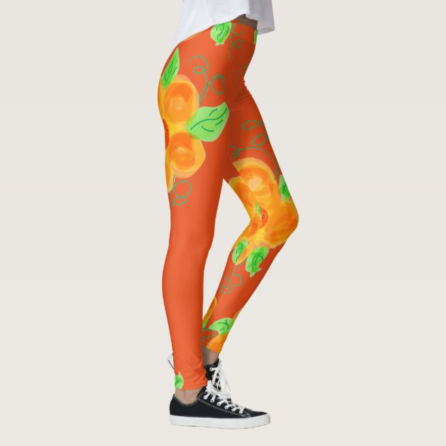 Bright Orange Floral Leggings (Rechts)