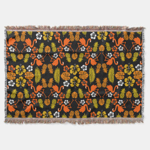 Bright Orange Floral Tropical Gemustert Decke