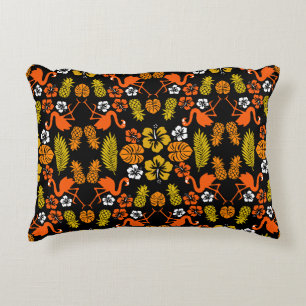 Bright Orange Floral Tropical Gemustert Dekokissen