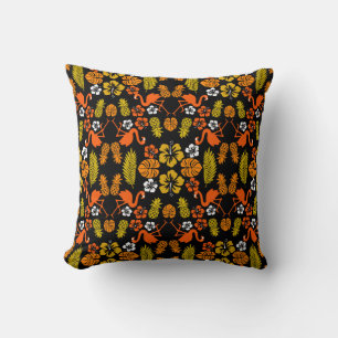Bright Orange Floral Tropical Gemustert Kissen