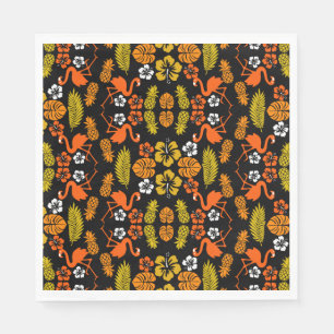 Bright Orange Floral Tropical Gemustert Serviette
