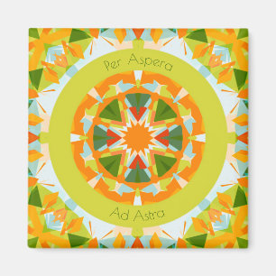 Bright Orange Fun Green Per Aspera Ad Astra Star Magnet