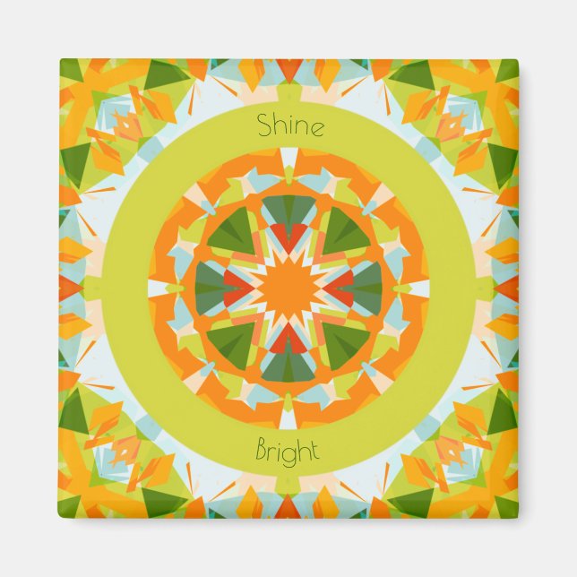 Bright Orange Fun Green Shine Bright Star Kitchen Magnet (Vorne)