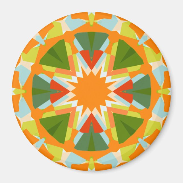 Bright Orange Fun Green Star Boho Kitsch Küche Magnet (Vorne)