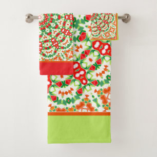 Bright Orange Green modische Bandana Shawl Badhandtuch Set