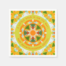 Bright Orange Green Star Baby Girl's Boy's Shower