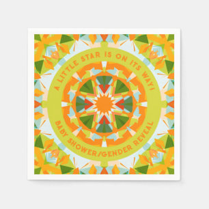 Bright Orange Green Star Baby Girl's Boy's Shower Serviette