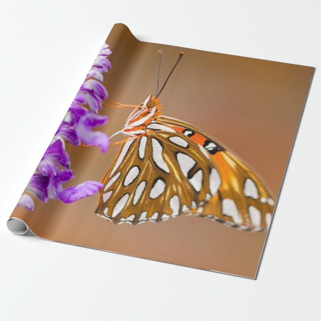 Bright Orange Gulf Fritillary Butterfly Geschenkpapier (Ungerollt)