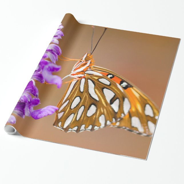 Bright Orange Gulf Fritillary Butterfly Geschenkpapier (Ungerollt)