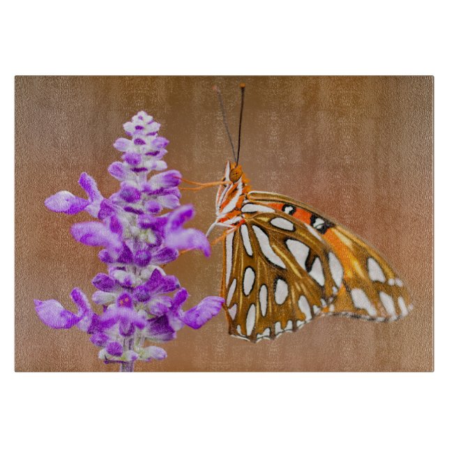 Bright Orange Gulf Fritillary Butterfly Schneidebrett (Vorderseite)