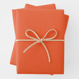 Bright Orange Minimalist Solid Background Geschenkpapier Set