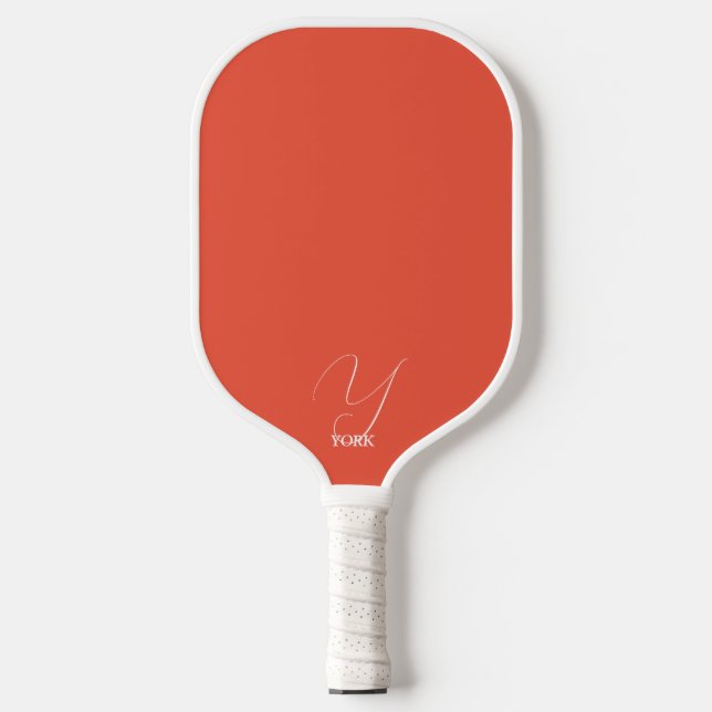 Bright Orange Mit Monogramm Pickleball Schläger (Vorderseite)