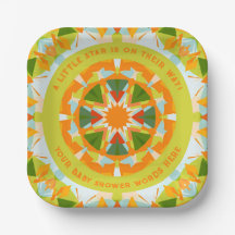 Bright Orange Playful Green Fun Star Baby Shower