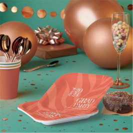 Bright Orange Simple Grad Party mit Namen Pappteller