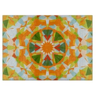 Bright Orange Vibrann Green Star Kitsch Eclectic Schneidebrett