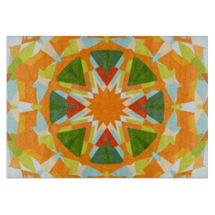 Bright Orange Vibrann Green Star Kitsch Eclectic Schneidebrett