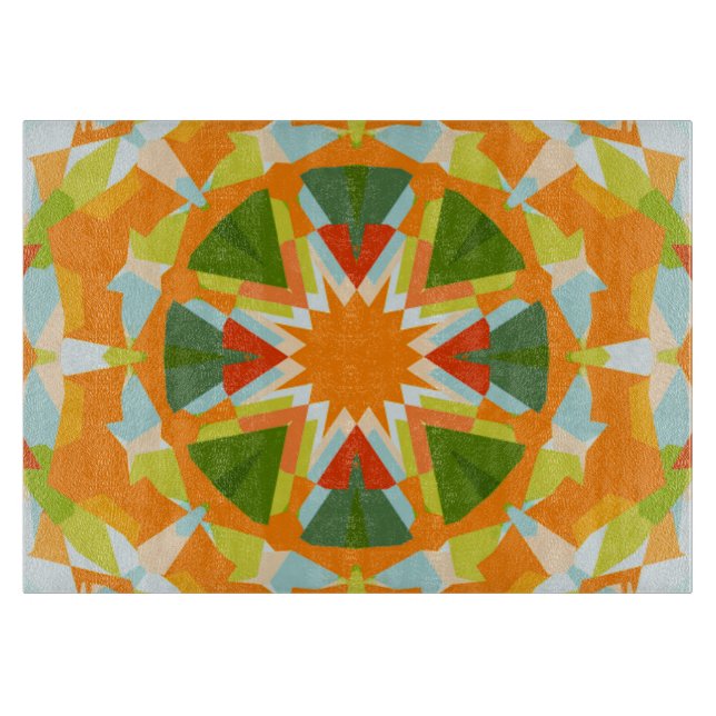 Bright Orange Vibrann Green Star Kitsch Eclectic Schneidebrett (Vorderseite)
