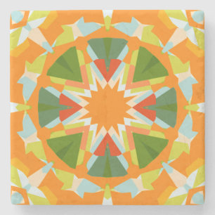 Bright Orange Vibrann Green Star Kitsch Eclectic Steinuntersetzer