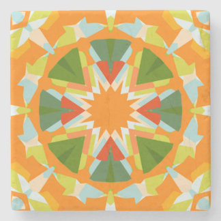 Bright Orange Vibrann Green Star Kitsch Eclectic Steinuntersetzer