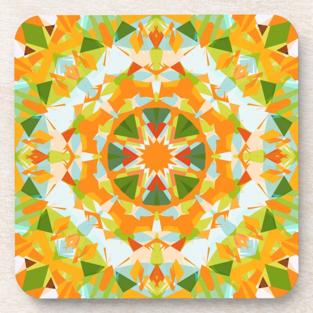 Bright Orange Vibrant Green Star Boho Maximalist Getränkeuntersetzer (Vorderseite)