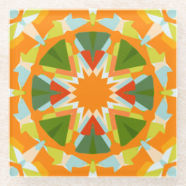 Bright Orange Vibrant Green Star Boho Maximalist Glasuntersetzer