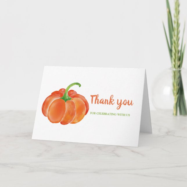 Bright Orange Watercolor Pumpkin | Danke (Vorderseite)