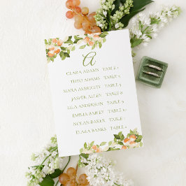 Bright Orange Wedding Seating Chart Card Tischnummer