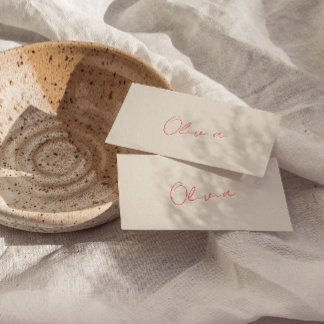 Bright Orange Whimsical Retro Wedding Place Cards Platzkarte