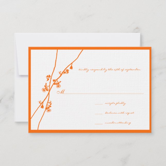 Bright Orange Wild Flower Branche Mariage RSVP (Devant)